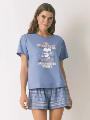 women'secret piżama bawełniana kolor niebieski bawełniana 3132112