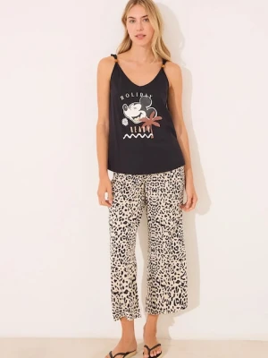 women'secret piżama bawełniana MICKEY damska kolor czarny bawełniana 3139914