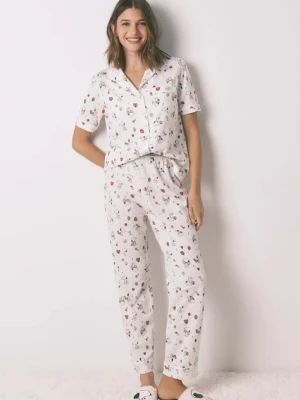 women'secret piżama bawełniana SNOOPY damska kolor beżowy bawełniana 3132214