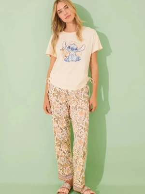 women'secret piżama bawełniana SNOOPY damska kolor beżowy bawełniana 3139903