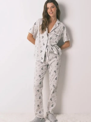 women'secret piżama bawełniana SNOOPY damska kolor szary bawełniana 3132164
