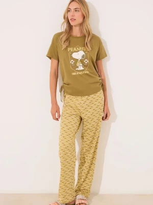 women'secret piżama bawełniana SNOOPY damska kolor zielony 3139904