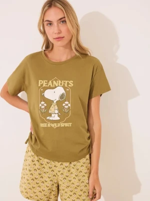 women'secret piżama bawełniana SNOOPY damska kolor zielony bawełniana 3139899