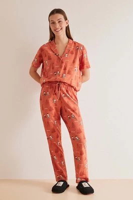 women'secret piżama bawełniana Snoopy kolor pomarańczowy bawełniana 3137606