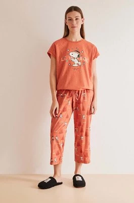 women'secret piżama bawełniana Snoopy kolor pomarańczowy bawełniana 3137607
