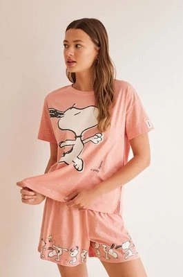 women'secret piżama bawełniana Snoopy kolor różowy bawełniana 3138529