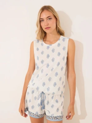 women'secret piżama damska kolor beżowy bawełniana 3592415