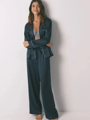 women'secret piżama damska kolor granatowy satynowa 2542471