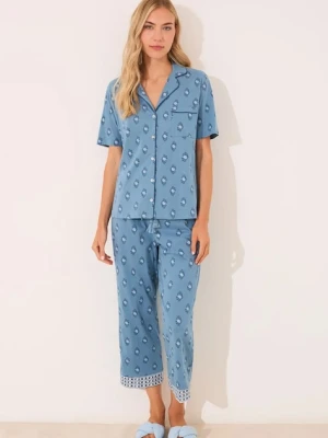 women'secret piżama damska kolor niebieski bawełniana 3592389