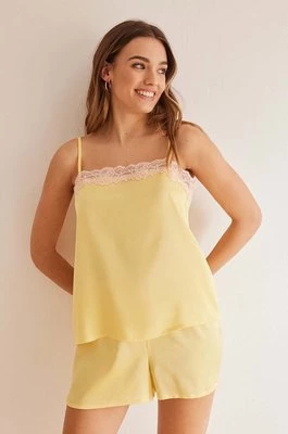 women'secret piżama SENSE VALENTINE damska kolor żółty satynowa 2547594