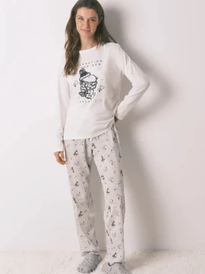 women'secret piżama SNOOPY damska kolor beżowy bawełniana 3132161