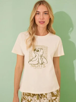 women'secret piżama LILO & STITCH damska kolor beżowy bawełniana 3139906