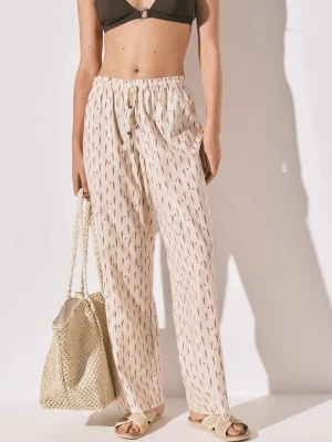 women'secret spodnie lounge damskie z bawełną beżowy