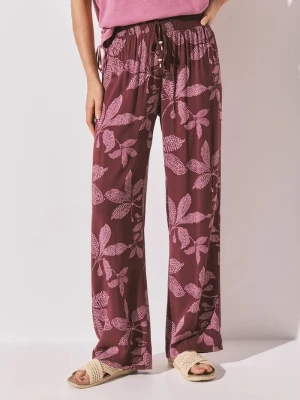 women'secret spodnie lounge damskie z wiskozy bordowy