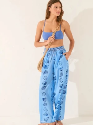 women'secret spodnie plażowe bawełniane kolor niebieski 5549954