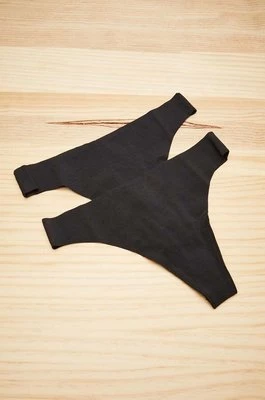 women'secret stringi 2-pack kolor czarny z bawełny
