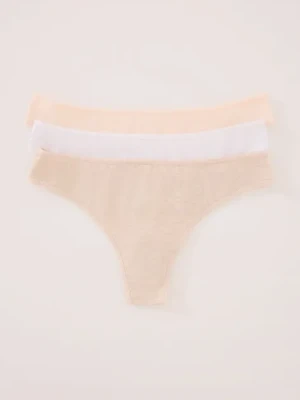 women'secret stringi bawełniane 3-pack kolor biały z bawełny 7683099