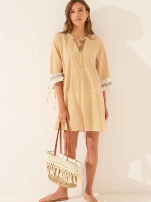women'secret sukienka bawełniana kolor żółty midi oversize 4922732