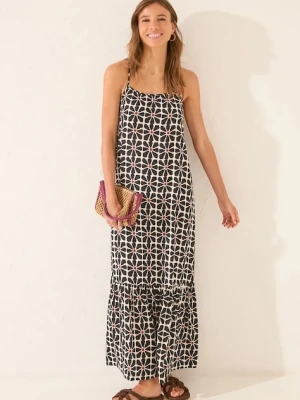 women'secret sukienka kolor czarny maxi prosta 4472476