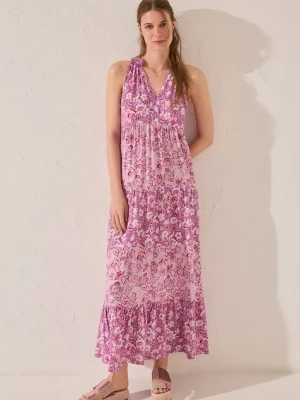 women'secret sukienka kolor fioletowy maxi prosta 4479835