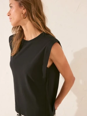 women'secret t-shirt piżamowy damska kolor czarny bawełniana 3272261