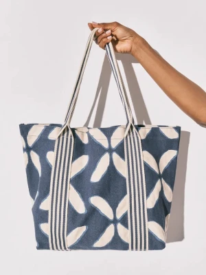 women'secret torebka shopper damska z bawełną granatowy
