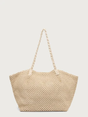 women'secret torebka tote damska pleciona beżowy