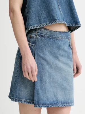 Won Hundred spódnica jeansowa kolor niebieski mini prosta 3505-15155