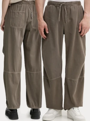 Won Hundred spodnie bawełniane kolor zielony szerokie high waist 3544-15154