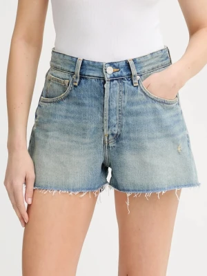 Won Hundred szorty jeansowe damskie kolor niebieski gładkie high waist 3673-15028