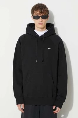 Wood Wood bluza bawełniana Essential fred classic hoodie męska kolor czarny z kapturem gładka 20005602.2493