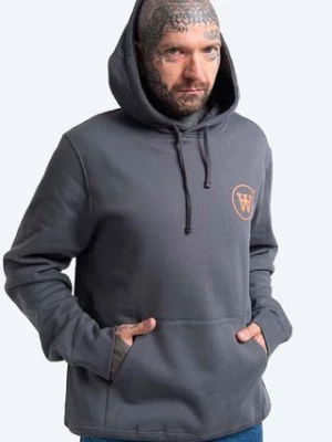 Wood Wood bluza bawełniana Ian Hoodie męska kolor szary z kapturem z nadrukiem 10135605.2424-GREYMEL