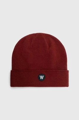 Wood Wood czapka wełniana kolor czerwony z grubej dzianiny wełniana