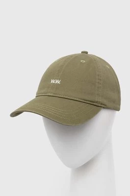 Wood Wood czapka z daszkiem bawełniana Low Profile kolor zielony gładka