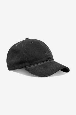Wood Wood czapka z daszkiem sztruksowa Low profile corduroy cap kolor czarny gładka 12130810.9016