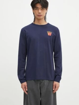 Wood Wood longsleeve bawełniany kolor granatowy z nadrukiem 10255400.2323-NAVY