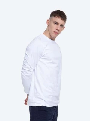 Wood Wood longsleeve bawełniany Peter Longsleeve kolor biały z nadrukiem 12045402.2491-BRIGHTW