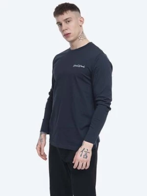 Wood Wood longsleeve bawełniany Peter Longsleeve kolor granatowy z nadrukiem 12045402.2491-BRIGHTW