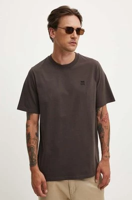 Wood Wood t-shirt bawełniany Bobby Double Logo męski kolor brązowy gładki 12345701.2512