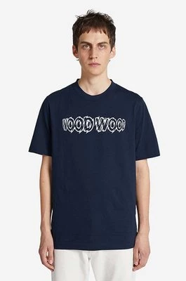 Wood Wood t-shirt bawełniany Bobby Shatter Logo T-shirt kolor granatowy z nadrukiem 12225707.2489-NAVY