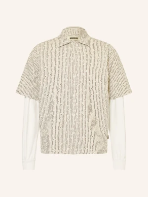 Woodbird Koszula Z Krótkim Rękawem Wbwang Comfort Fit Z Ażurową Koronką beige