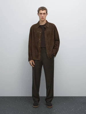 Wool Blend Jogger Fit Trousers - Brązowy - - Massimo Dutti - Male