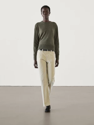 Zdjęcie produktu Wool Blend Round Neck Sweater - Zielony - - Massimo Dutti - Kobieta