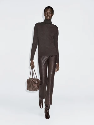 Wool Blend Turtleneck Jumper - Brązowy - - Massimo Dutti - Female