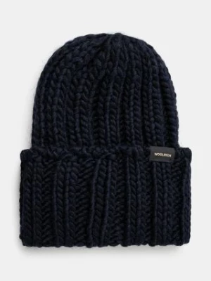 Woolrich czapka wełniana Chunky Beanie kolor granatowy z grubej dzianiny wełniana CFWWAC0196FRUF0766