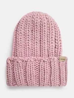 Woolrich czapka wełniana Chunky Beanie kolor różowy z grubej dzianiny wełniana CFWWAC0196FRUF0766