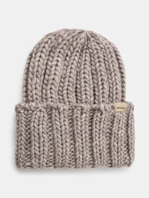 Woolrich czapka wełniana Chunky Beanie kolor szary z grubej dzianiny wełniana CFWWAC0196FRUF0766