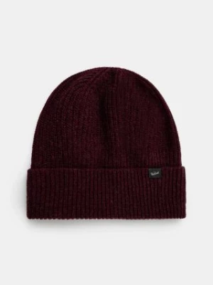 Woolrich czapka wełniana Knitted Ribbed Beanie kolor bordowy wełniana CFWOAC0331MRUF0659