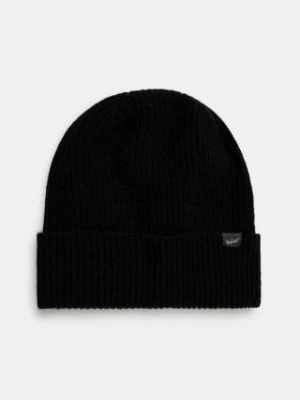 Woolrich czapka wełniana Knitted Ribbed Beanie kolor czarny wełniana CFWOAC0331MRUF0659