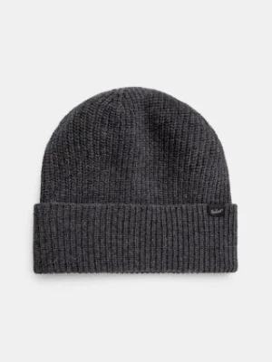 Woolrich czapka wełniana Knitted Ribbed Beanie kolor szary wełniana CFWOAC0331MRUF0659